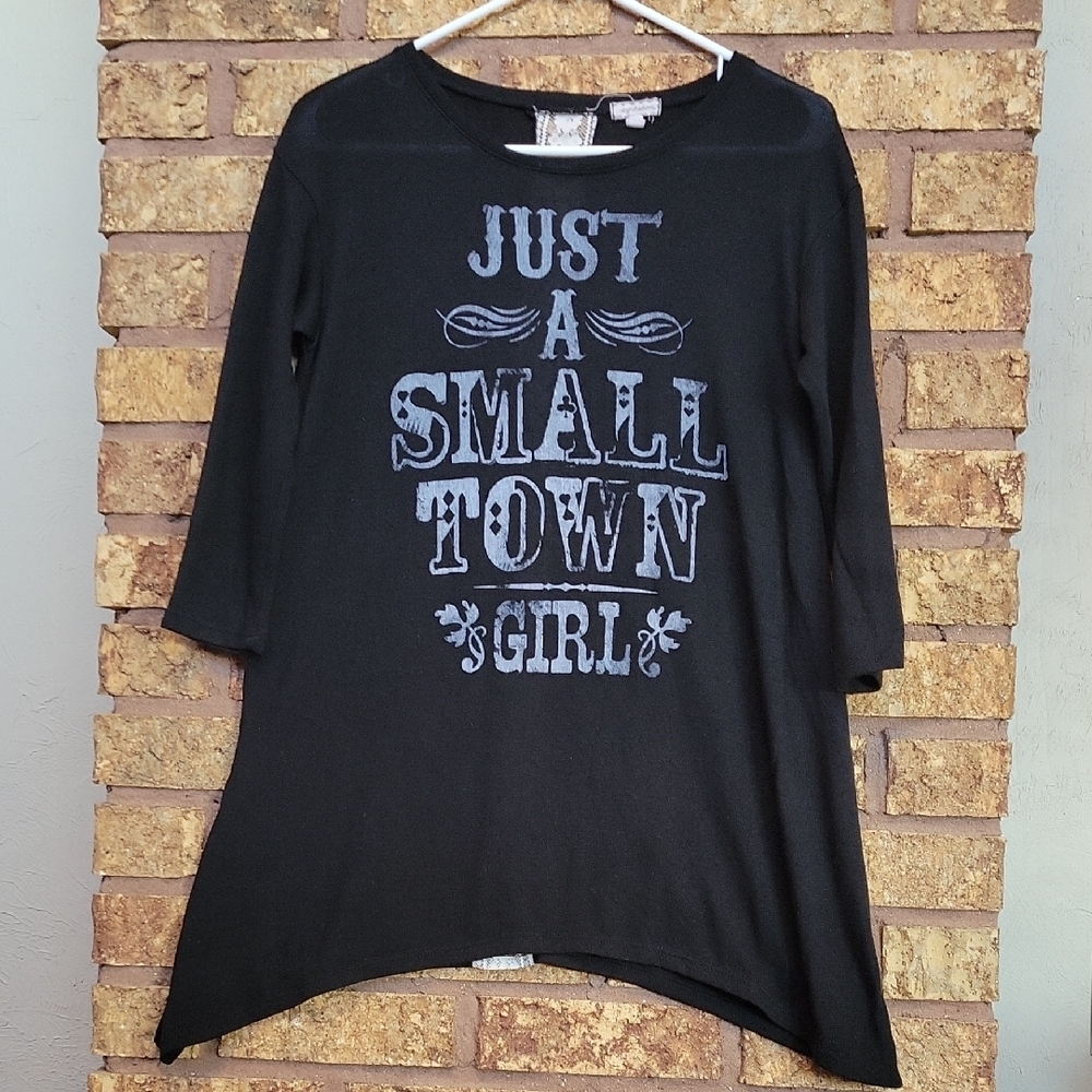 Eyeshadow Women's Small Town Girl Black Long 3/4 Sleeve Top Size Small